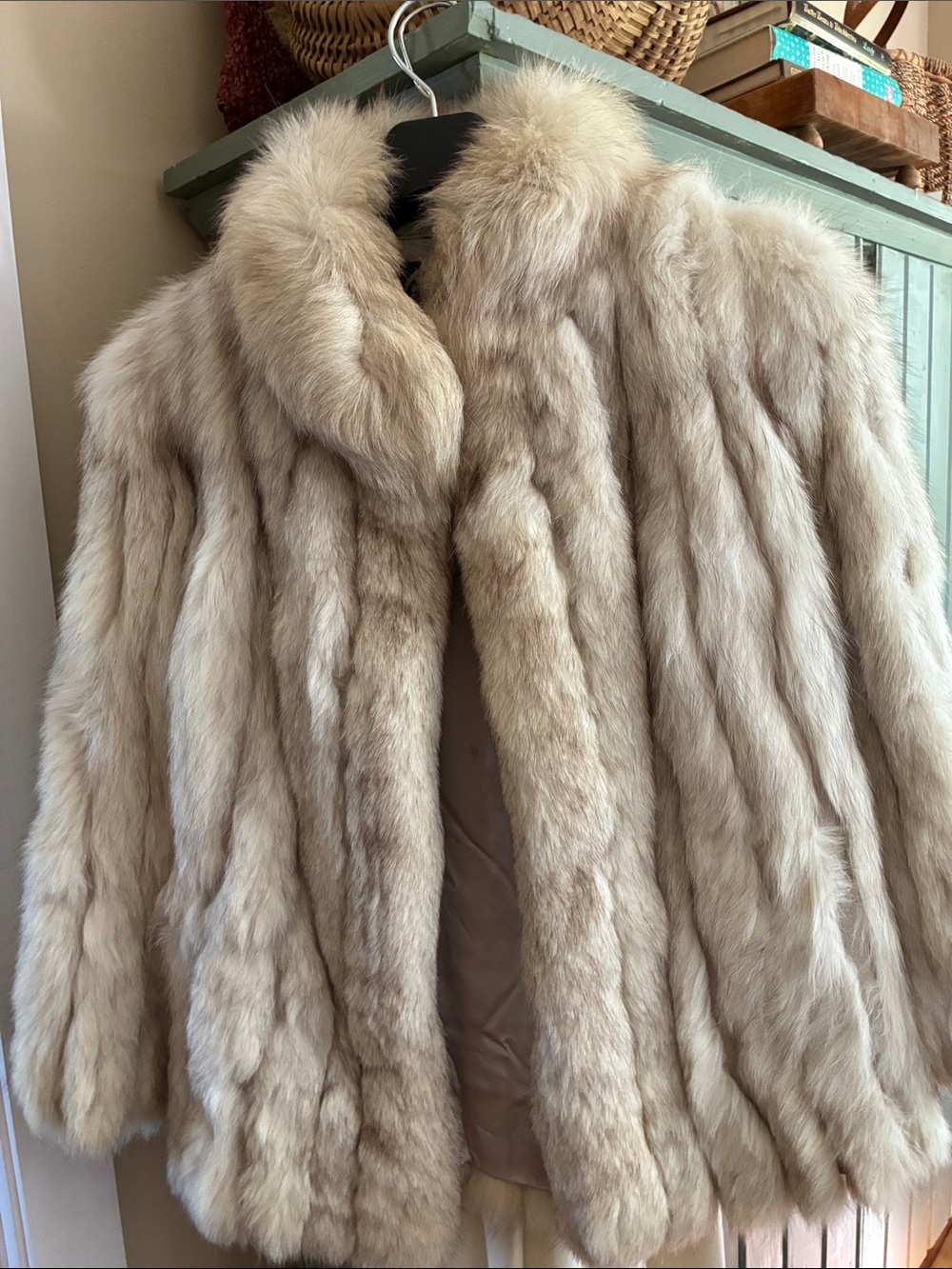 Women's Cream Fox  Fur Coat - Luxurious Winter Jacket